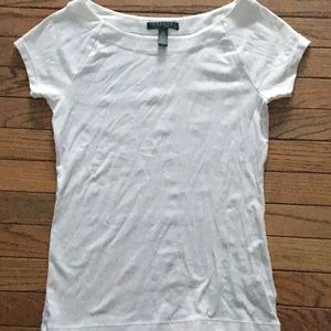 Ralph Lauren fitted white boatneck tee